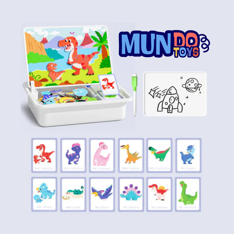 Multifunctional magnetic puzzle box: educational game and drawing board for children